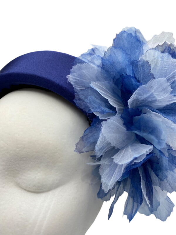 Navy bandeau crown with fabulous flower detail.